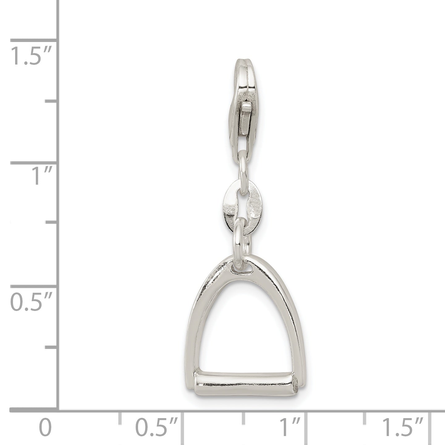 Sterling Silver 925 Polished Horse Stirrup Charm with Anti-Tarnish Finish