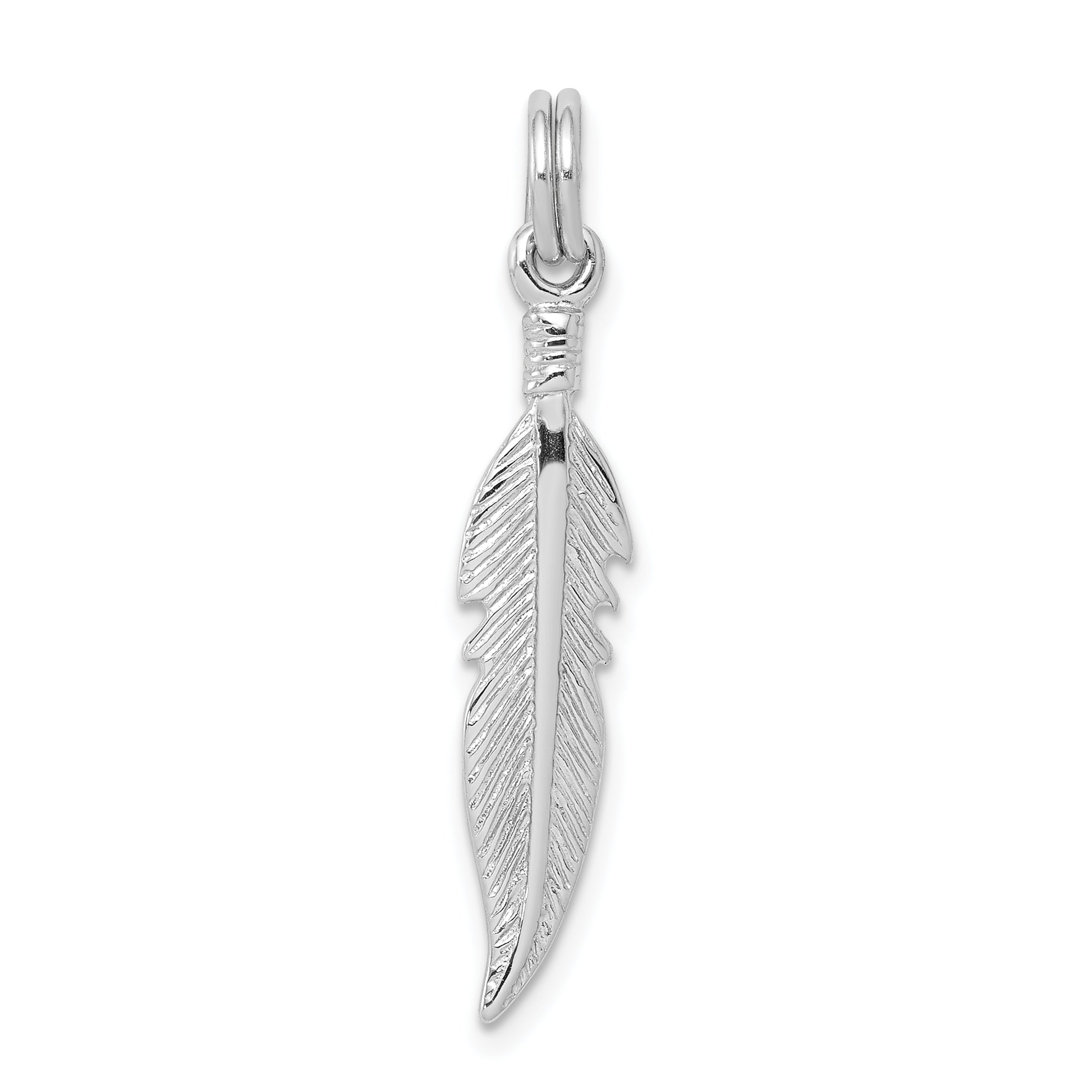 Sterling Silver Rhodium-platedPolished Feather Charm Main image