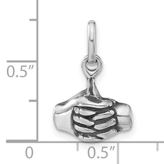 Sterling Silver 925 Unisex Antiqued Joined Hands Pendant Elegant Charm