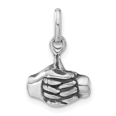 Sterling Silver Polished & Antiqued Sign Language Joined Hands Charm