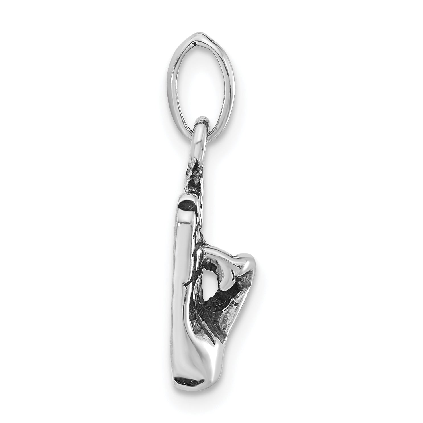 Sterling Silver Antiqued Hand Charm, Unisex Polished Pendant
