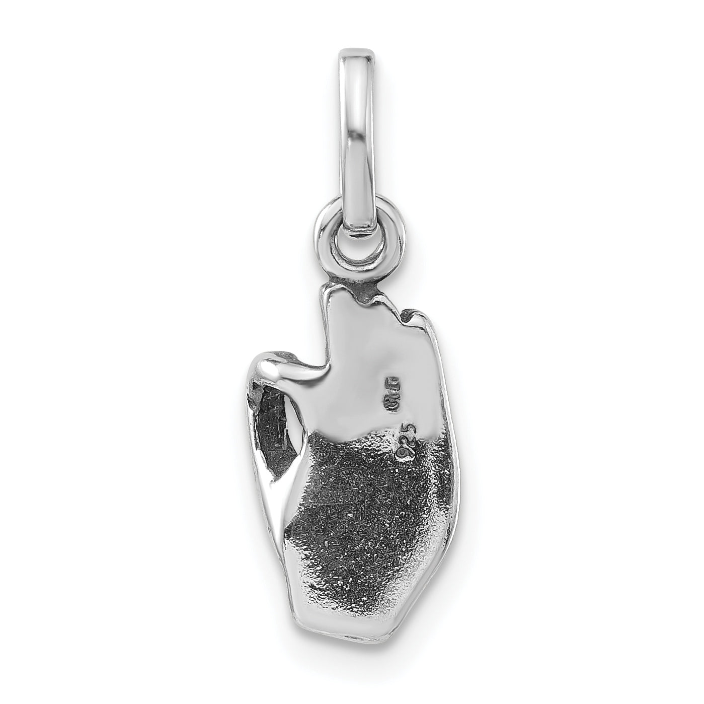 Sterling Silver 925 Unisex Antiqued Hand Charm Pendant