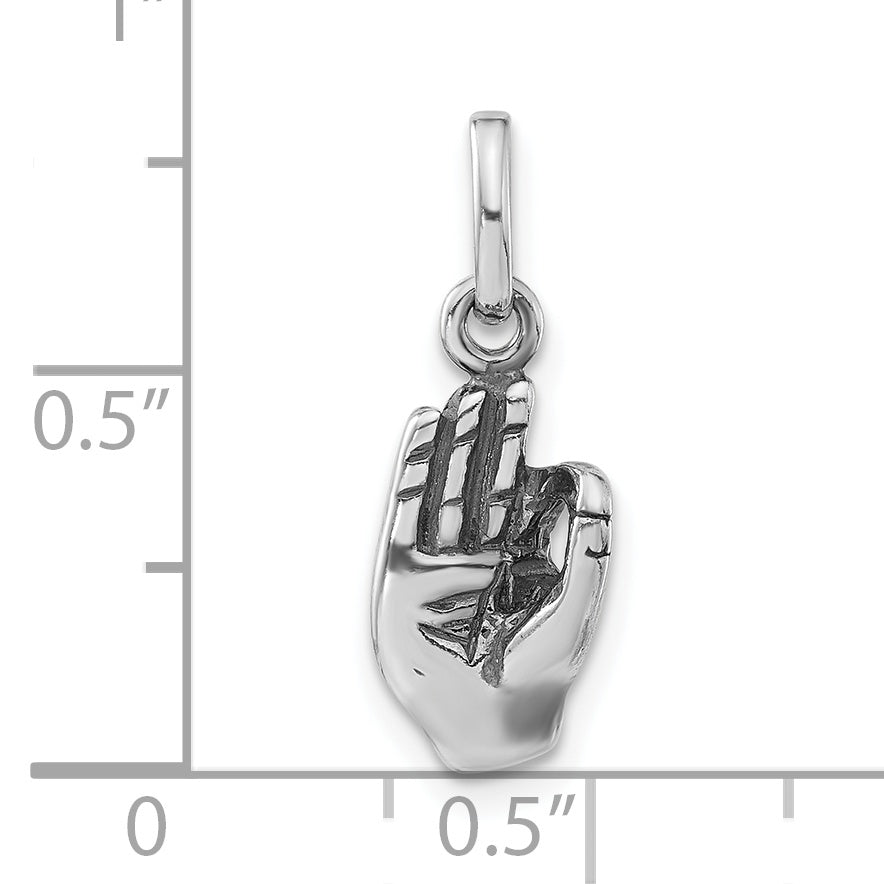 Sterling Silver 925 Unisex Antiqued Hand Charm Pendant