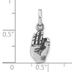Sterling Silver 925 Unisex Antiqued Hand Charm Pendant