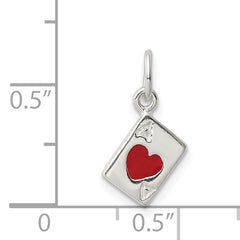 Sterling Silver Enameled Ace Of Hearts Card Charm