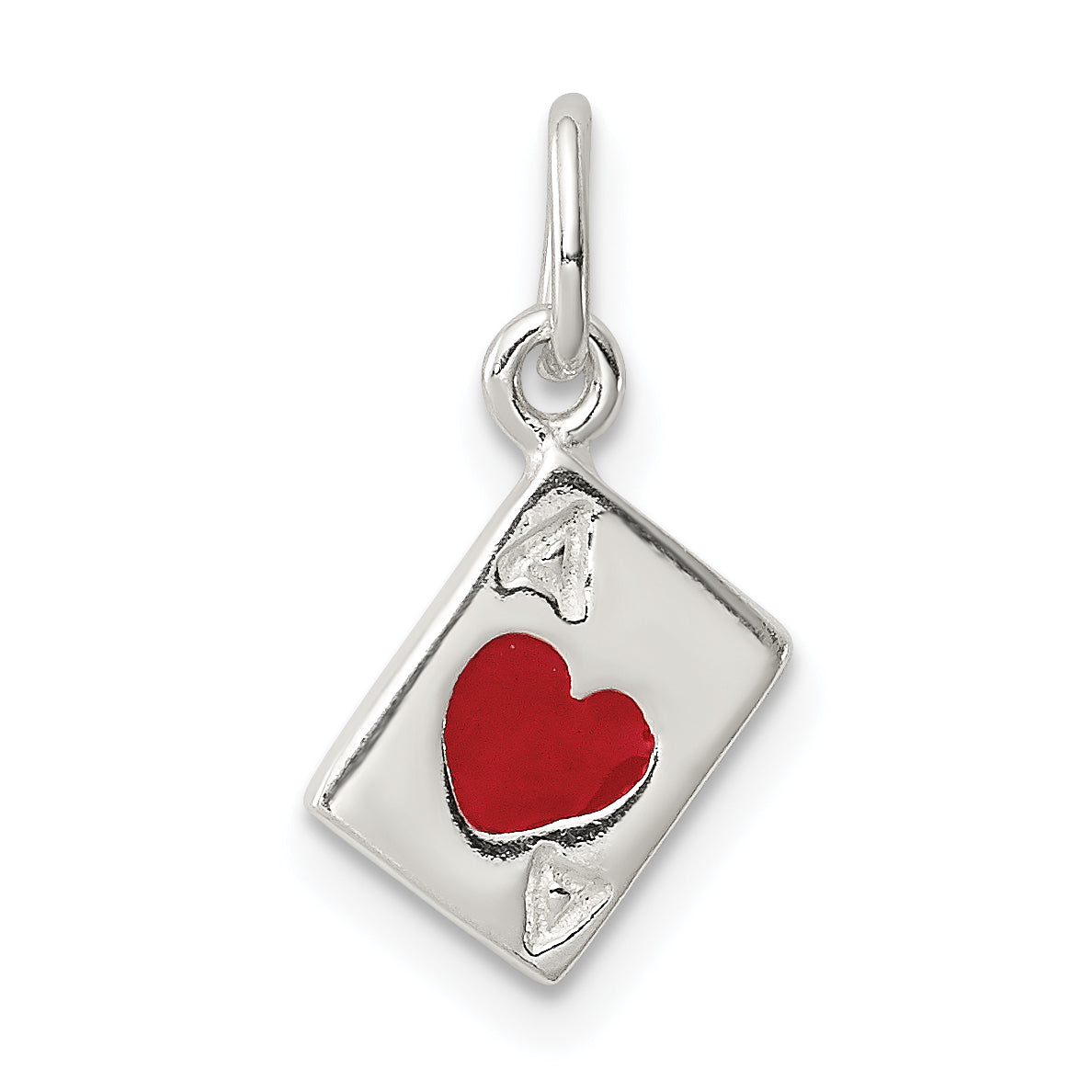 Sterling Silver Enameled Ace Of Hearts Card Charm Main image