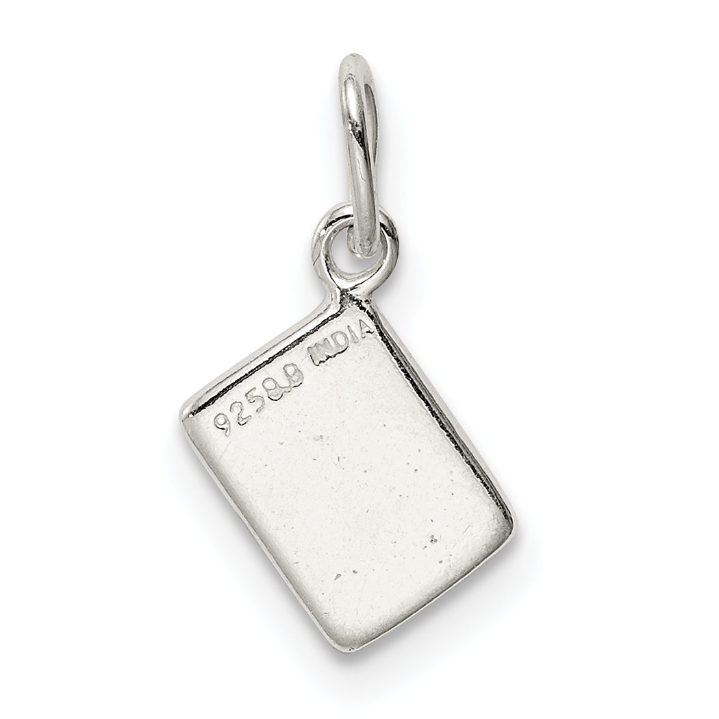 Sterling Silver Enameled Ace of Spades Charm with Polished Finish