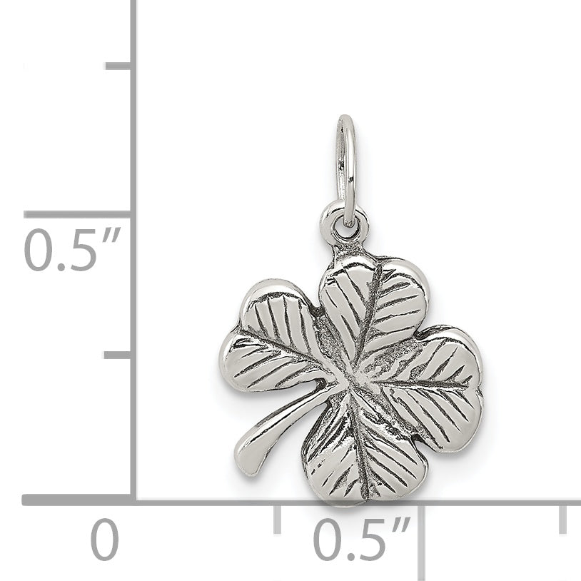 Sterling Silver Antiqued 4-Leaf Clover Charm