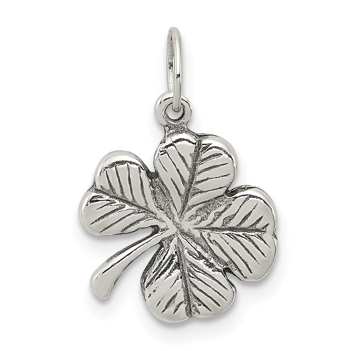 Sterling Silver Antiqued 4-Leaf Clover Charm