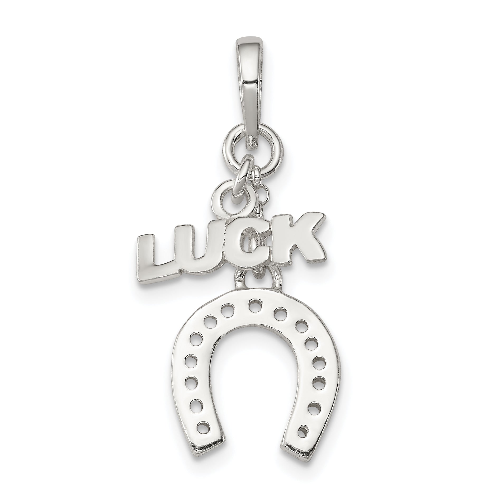 Sterling Silver Polished Luck & Horseshoe Pendant Main image