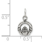 Sterling Silver 925 Claddagh Charm with Antiqued Finish Vintage Mini
