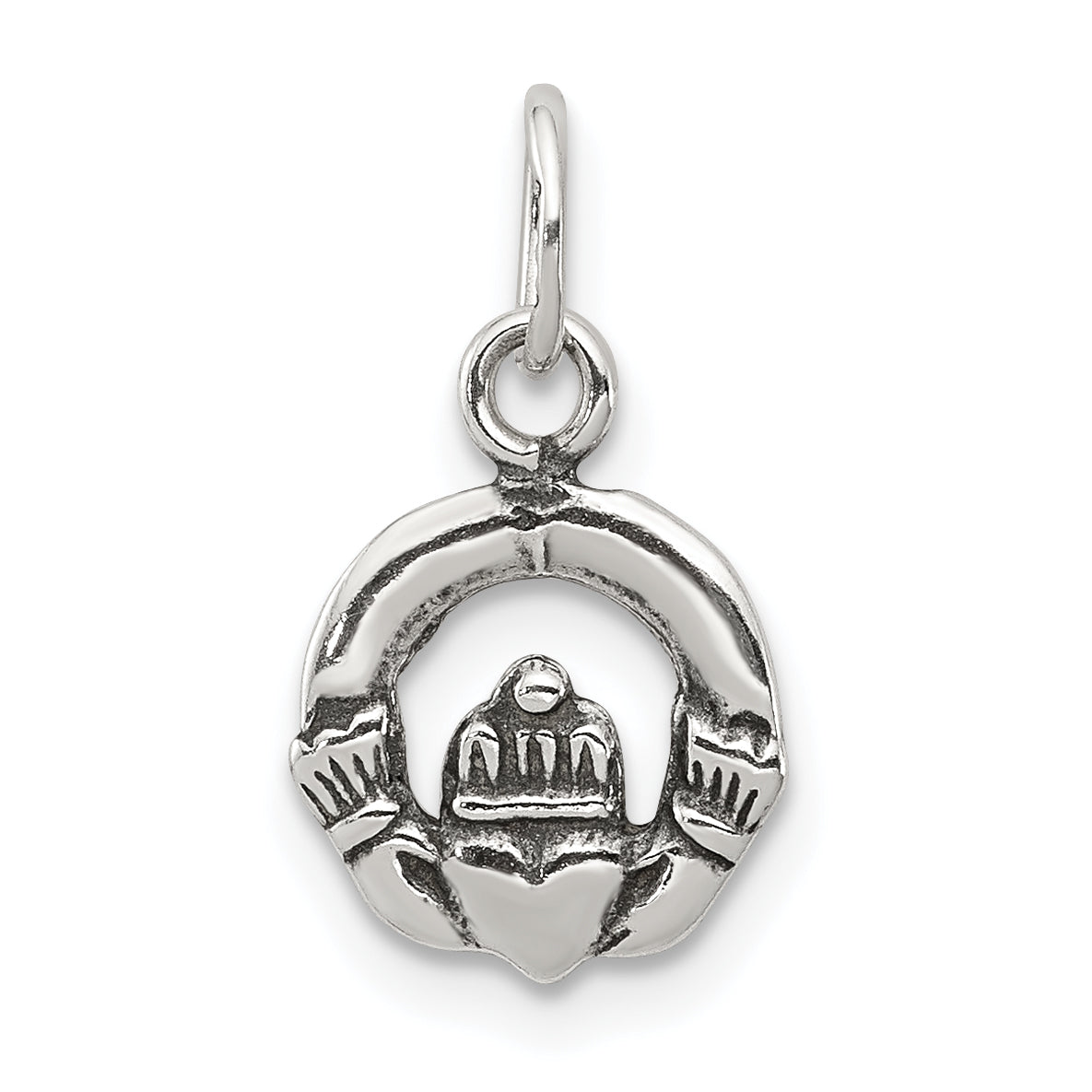 Sterling Silver Mini Antiqued Claddagh Charm Main image