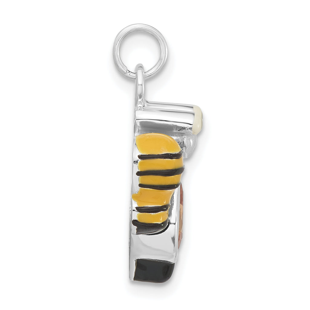 Sterling Silver Enamel Butterfly Charm with Orange CZ Accents