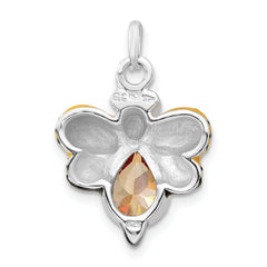 Sterling Silver Enameled Butterfly with CZ Charm