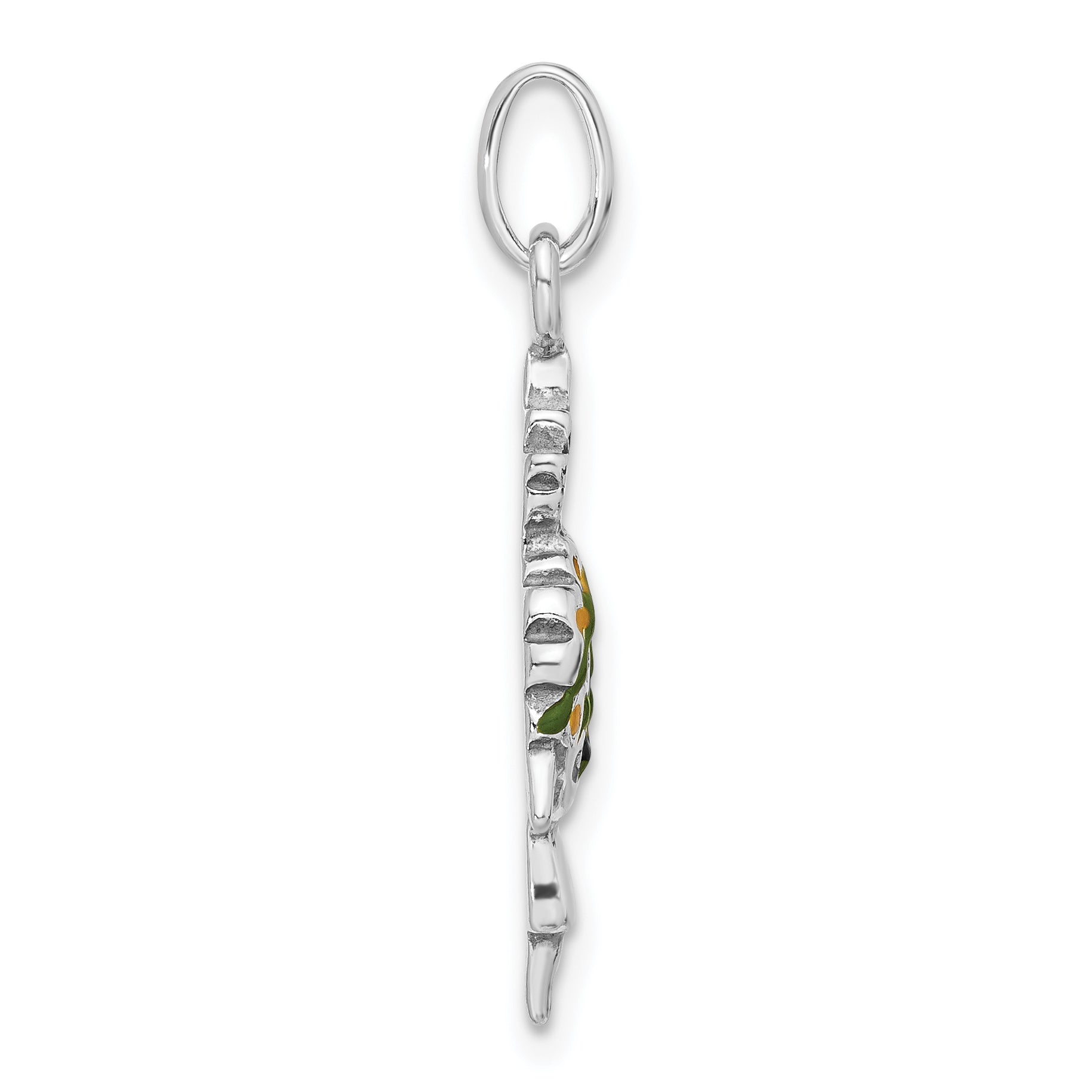 Sterling Silver Enameled Pineapple Unisex Charm Polished Finish by Sophia Jewelers