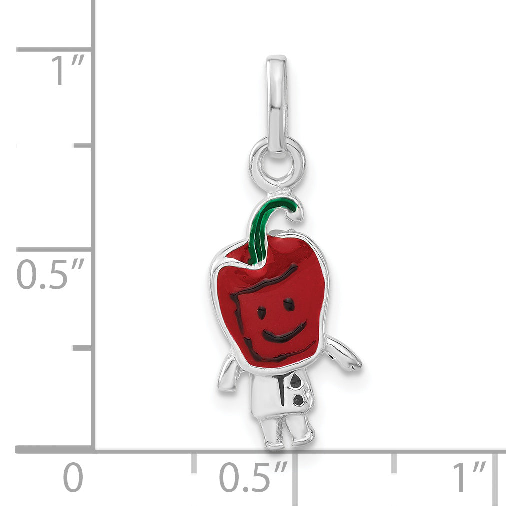 Sterling Silver Enameled Red Pepper Person Charm