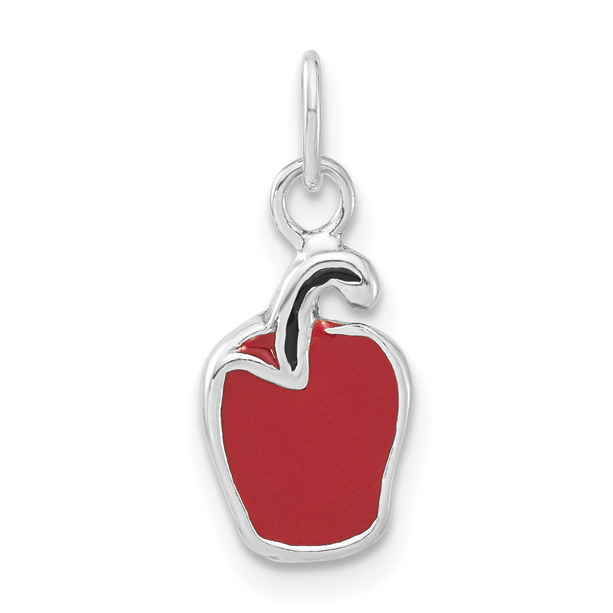 Sterling Silver Polished Enameled Red Pepper Charm