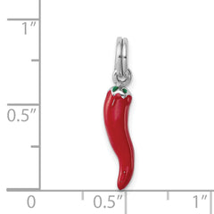 Sterling Silver 925 Pepper Charm with Red and Green Enamel