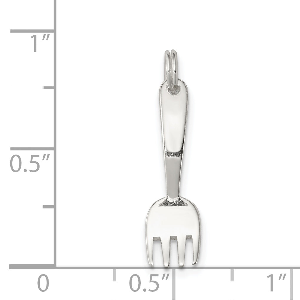 Sophia Jewelers Sterling Silver Fork Charm with Polished 3D Design