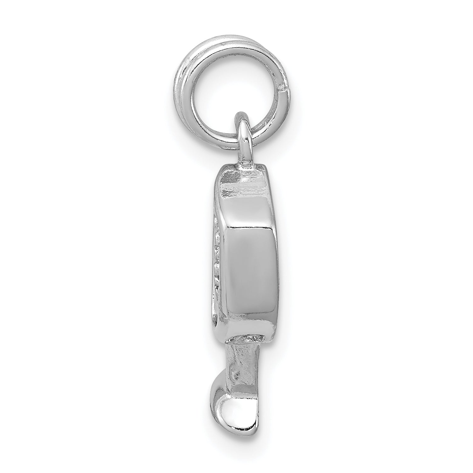 Sterling Silver Rhodium-Plated CZ Champagne Charm with Polished Finish Secondary image
