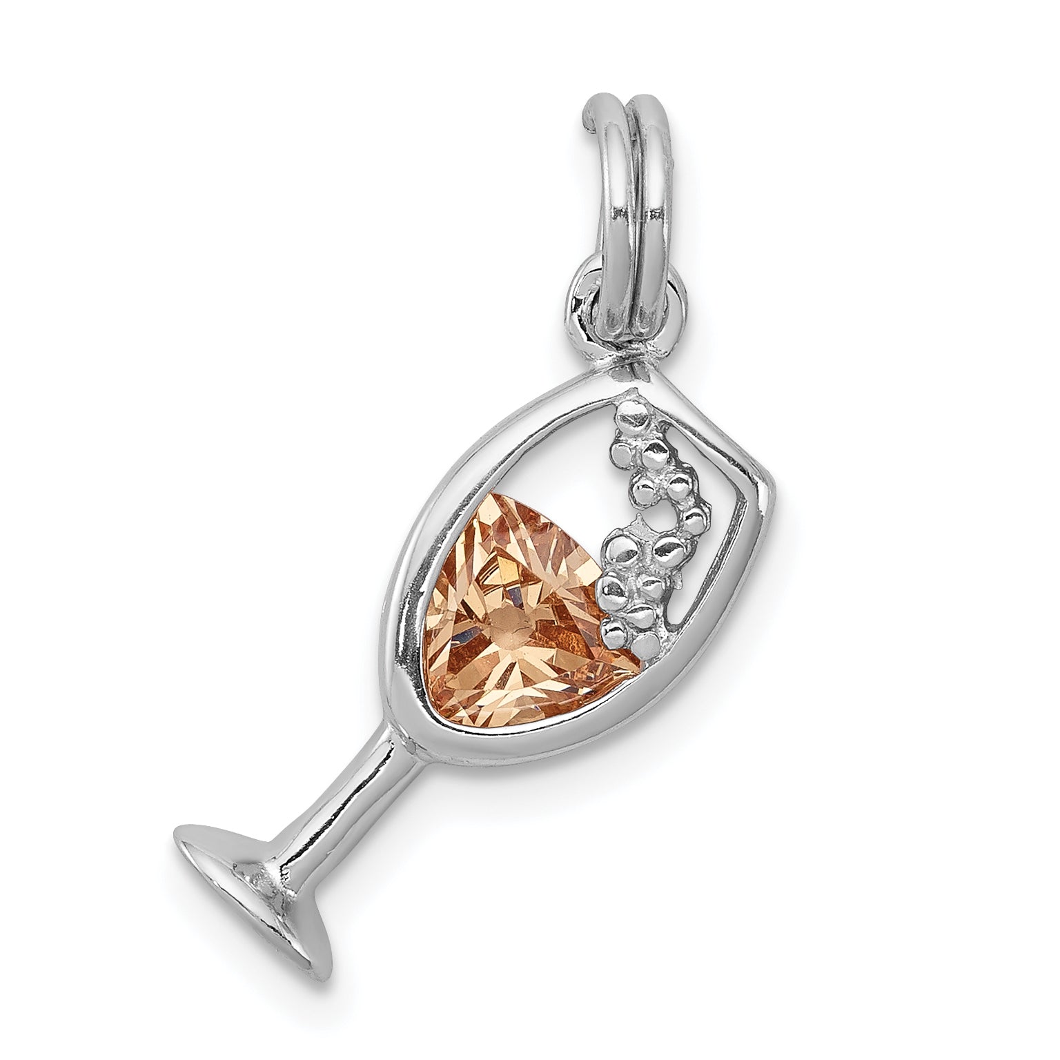 Sterling Silver Rhodium-platedCZ Champagne Glass Charm Main image