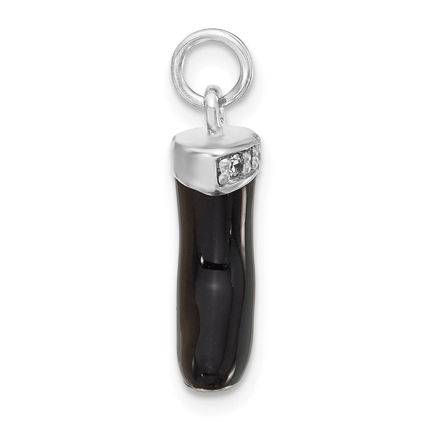 Sterling Silver 3D Boot Charm with Polished Enamel and CZ