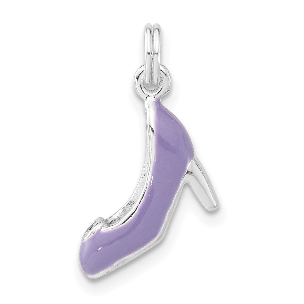 Sterling Silver 3D CZ Enamel High Heel Charm for Women