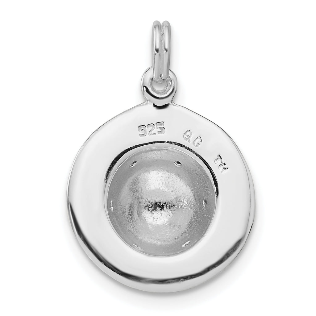 925 Sterling Silver Women's 3D Hat Pendant with Purple Enamel and CZ