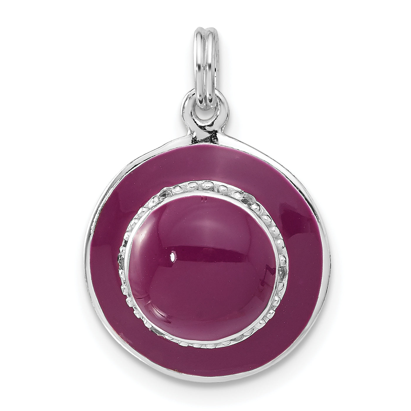 Sterling Silver Polished Enameled CZ Hat Pendant Main image