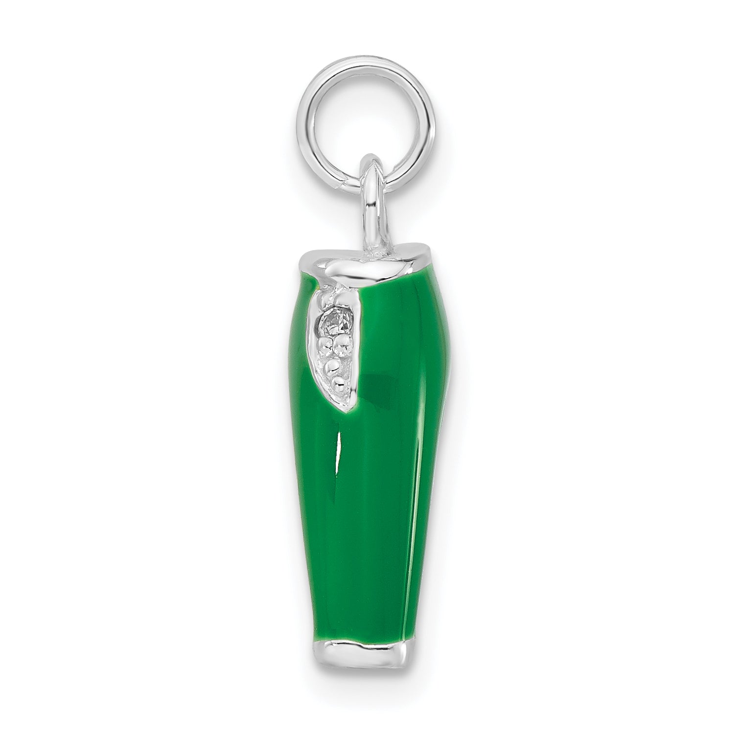 Sophia Jewelers 925 Sterling Silver Green Enamel CZ Pants Charm Secondary image