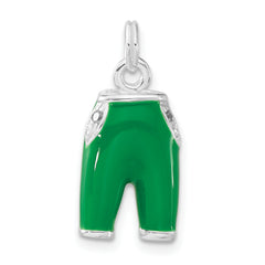 Sophia Jewelers 925 Sterling Silver Green Enamel CZ Pants Charm