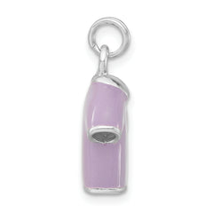 Sterling Silver 3D Polo Shirt Charm with Purple Enamel and CZ