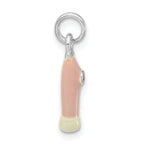 Sophia Jewelers 925 Sterling Silver Pink Enamel CZ Make-up Brush Charm