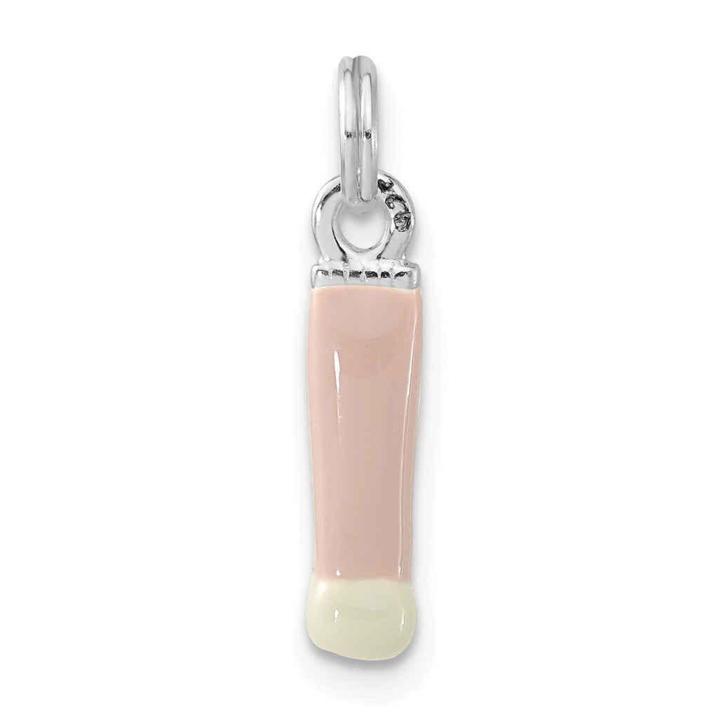 Sophia Jewelers 925 Sterling Silver Pink Enamel CZ Make-up Brush Charm