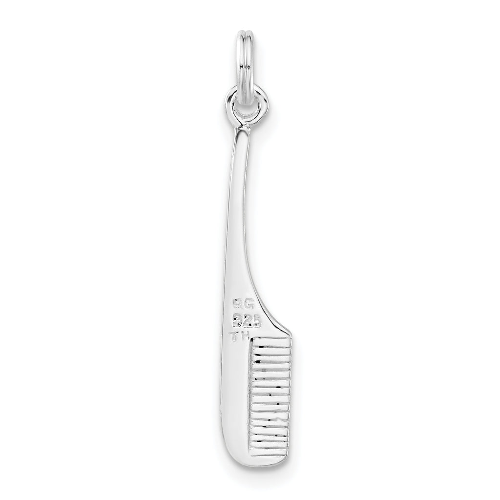 Sterling Silver 3D Polished Comb Charm for Women