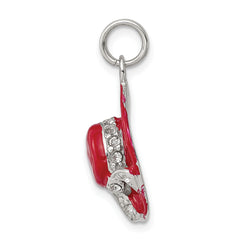 Sterling Silver 925 Enamel Hat Charm with CZ Polished Finish