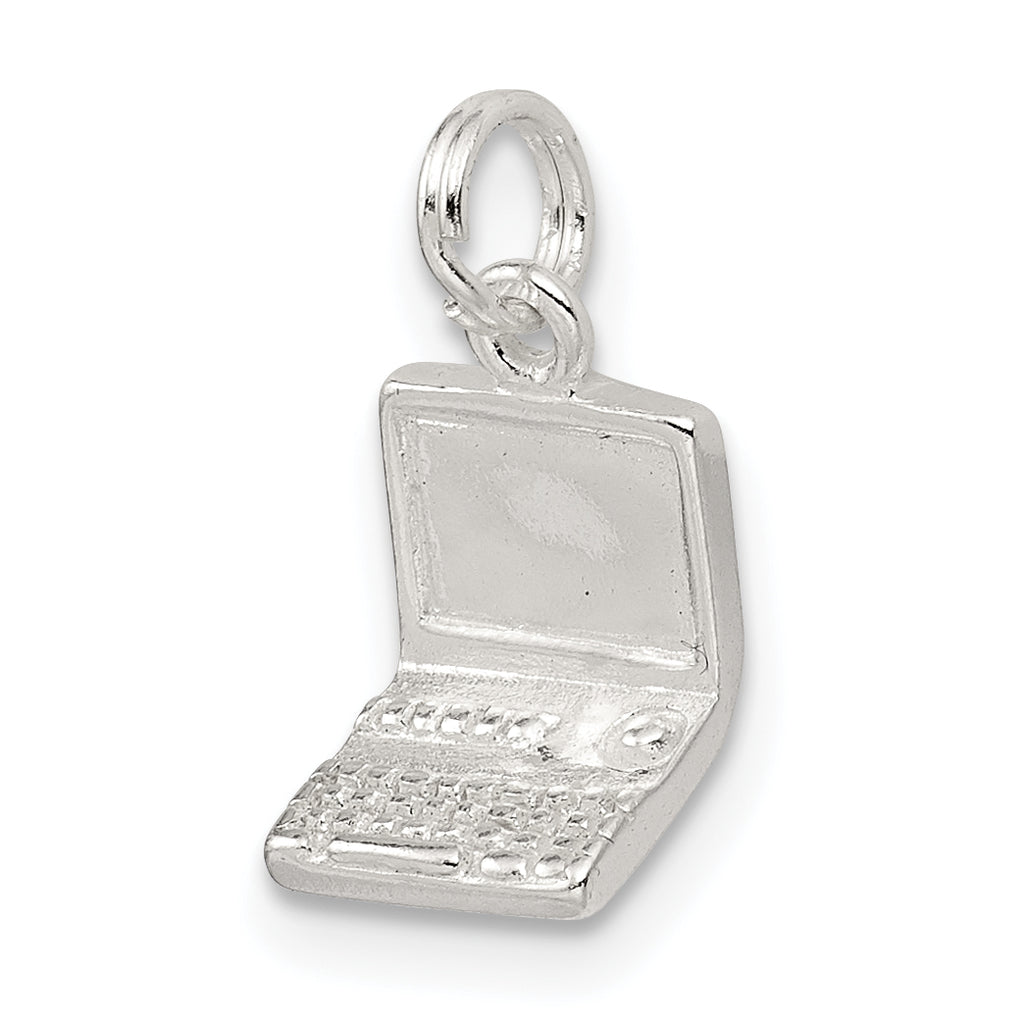 Sterling Silver 925 Laptop Charm with Polished Finish Anti-Tarnish