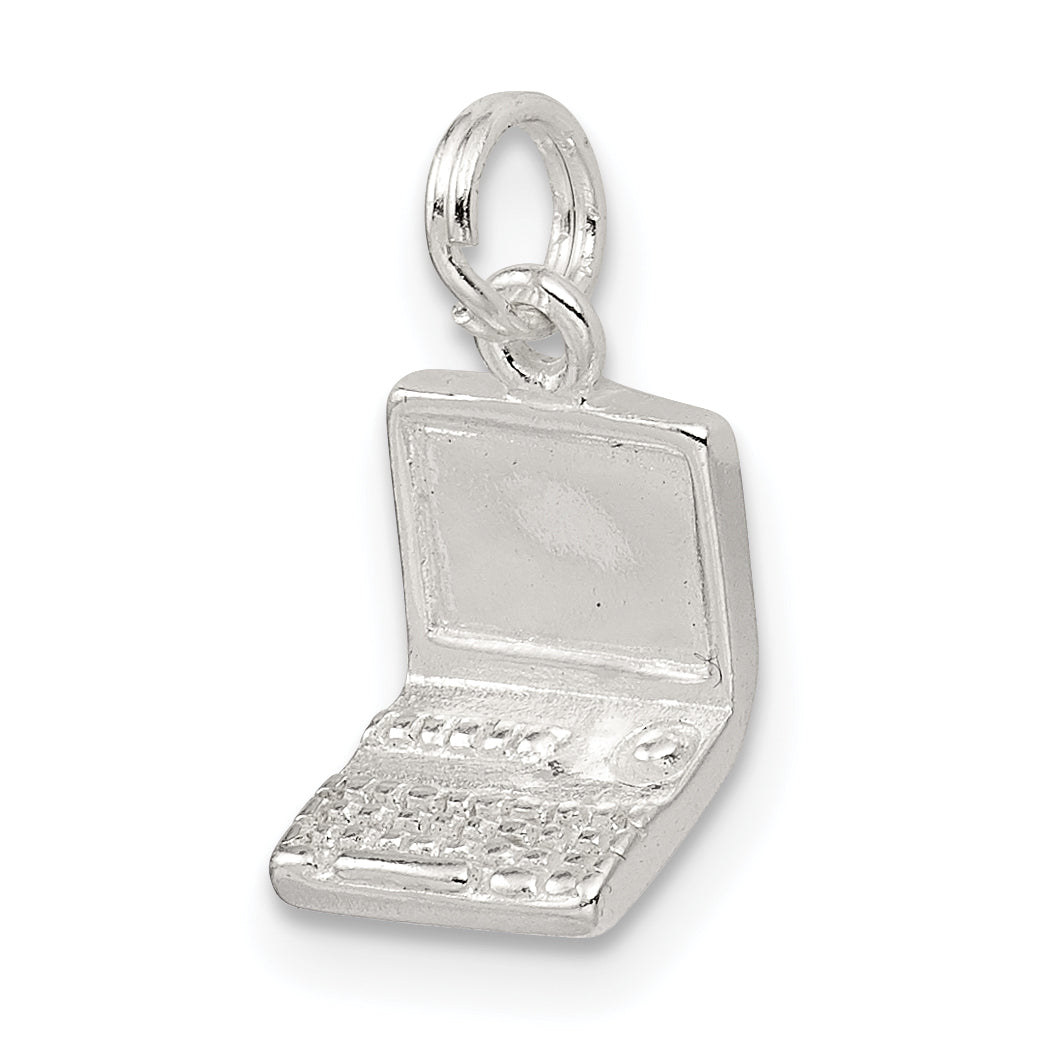 Sterling Silver 925 Laptop Charm with Polished Finish Anti-Tarnish