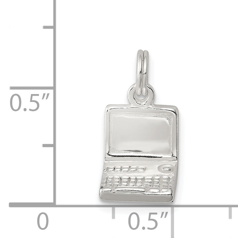 Sterling Silver 925 Laptop Charm with Polished Finish Anti-Tarnish