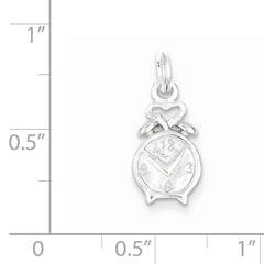 Sterling Silver Polished Clock Charm