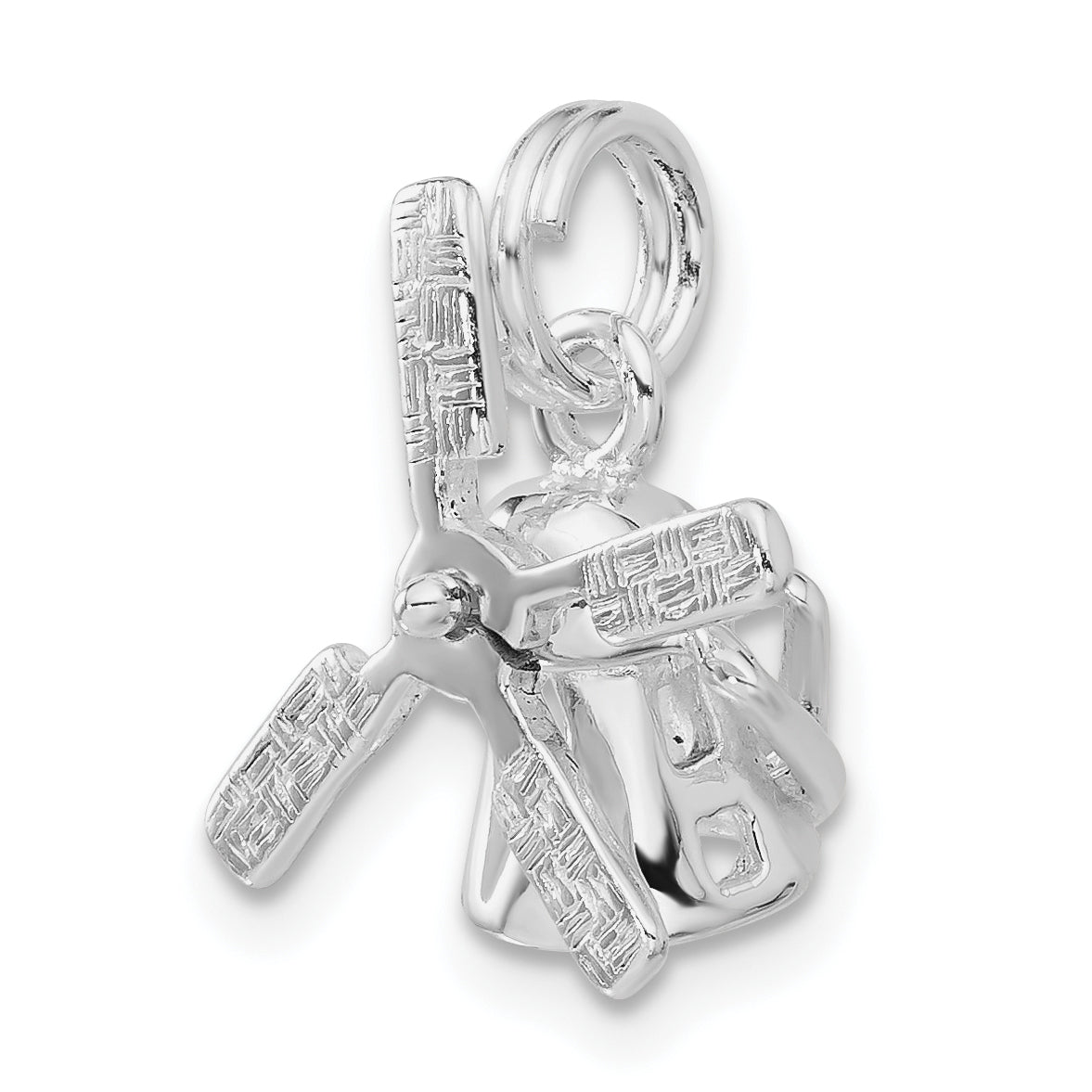 Sterling Silver 3D Windmill Charm with Polished Moveable Design
