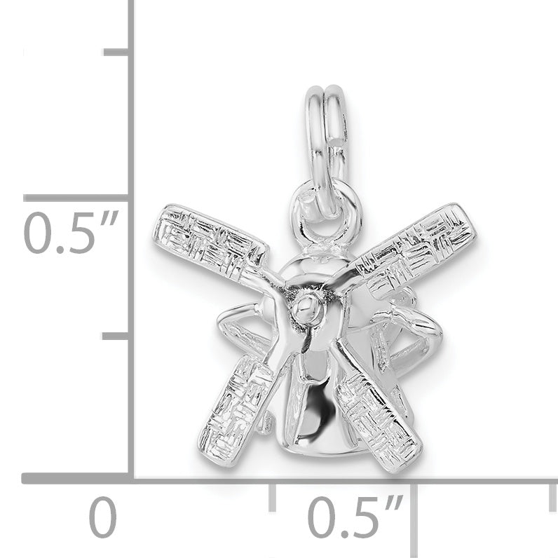 Sterling Silver 3D Windmill Charm with Polished Moveable Design
