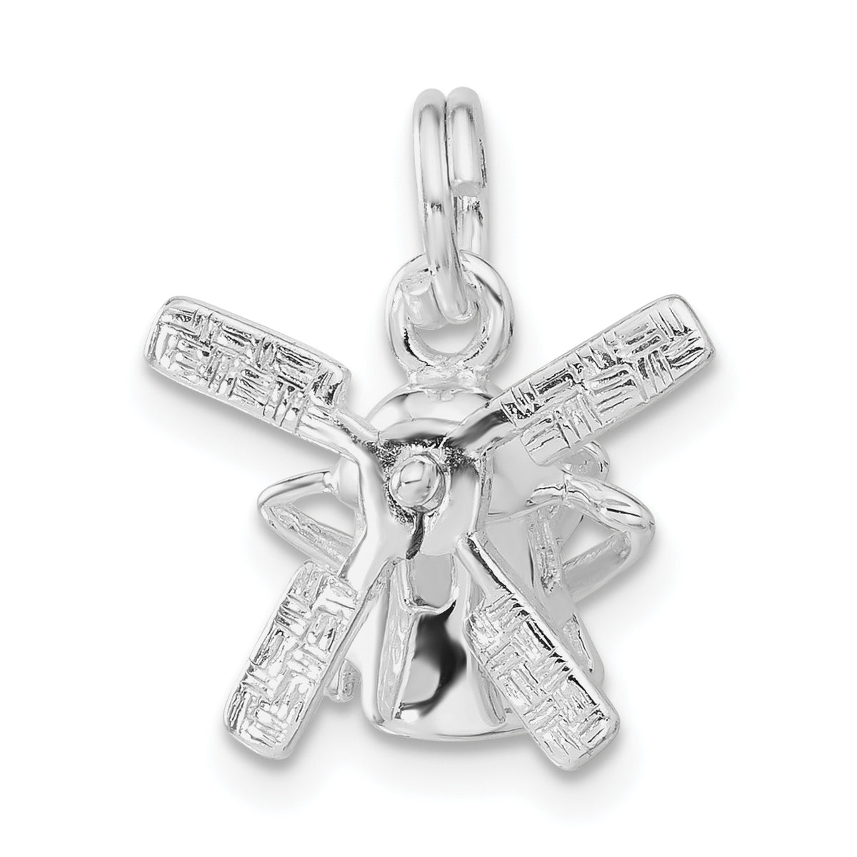 Sterling Silver Polished 3D Moveable Windmill Charm