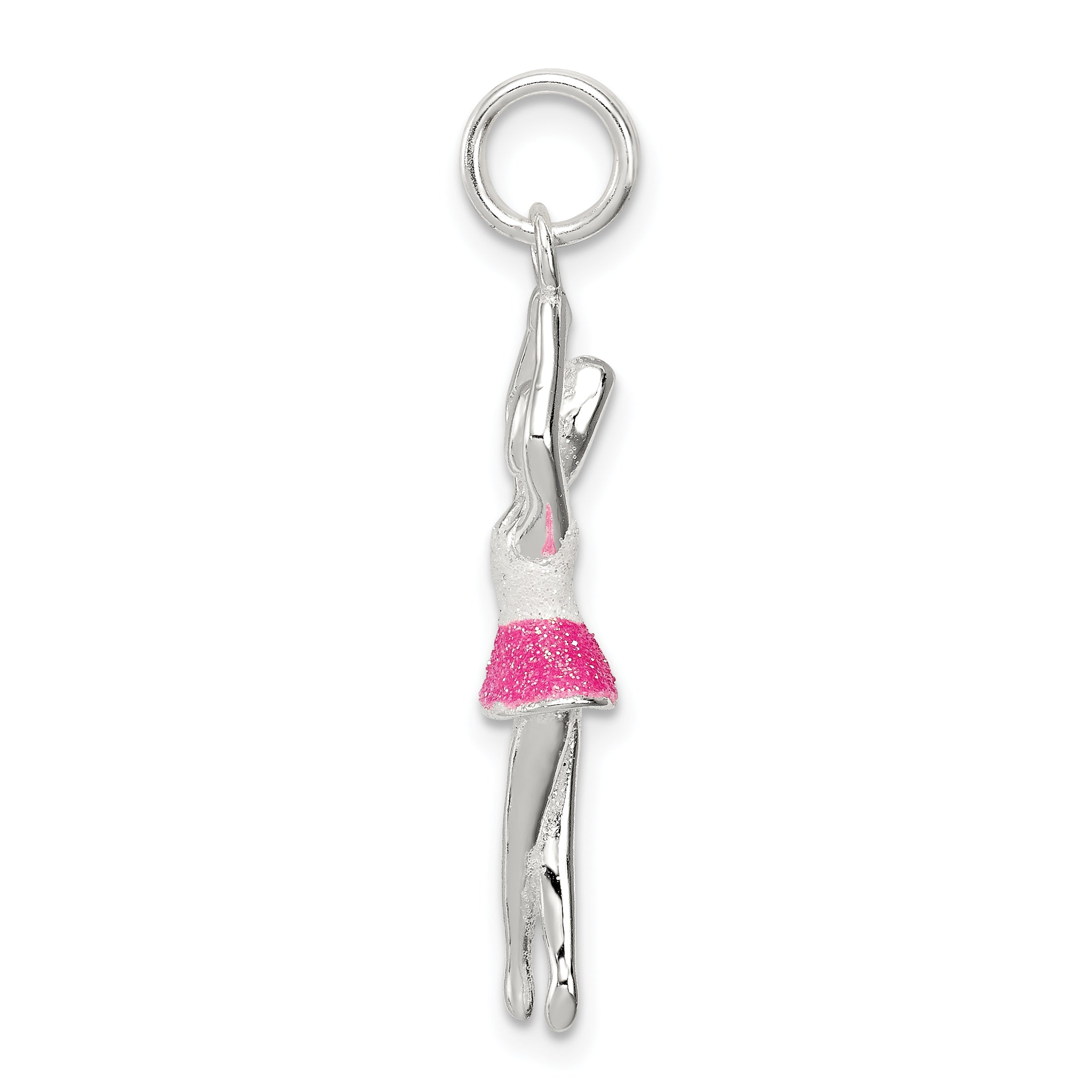 Sophia Jewelers Sterling Silver Ballerina Charm with Glitter Enamel Finish Secondary image