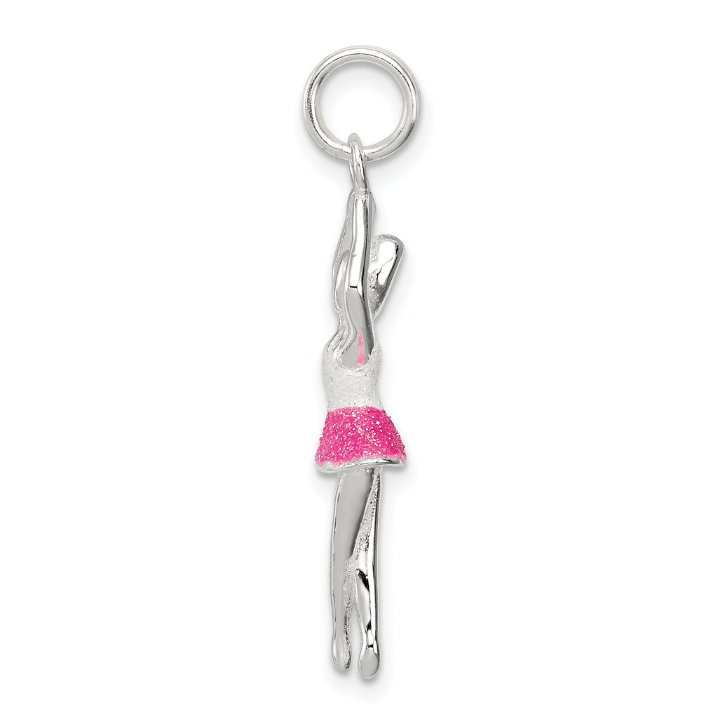 Sophia Jewelers Sterling Silver Ballerina Charm with Glitter Enamel Finish