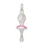 Sophia Jewelers Sterling Silver Ballerina Charm with Glitter Enamel Finish
