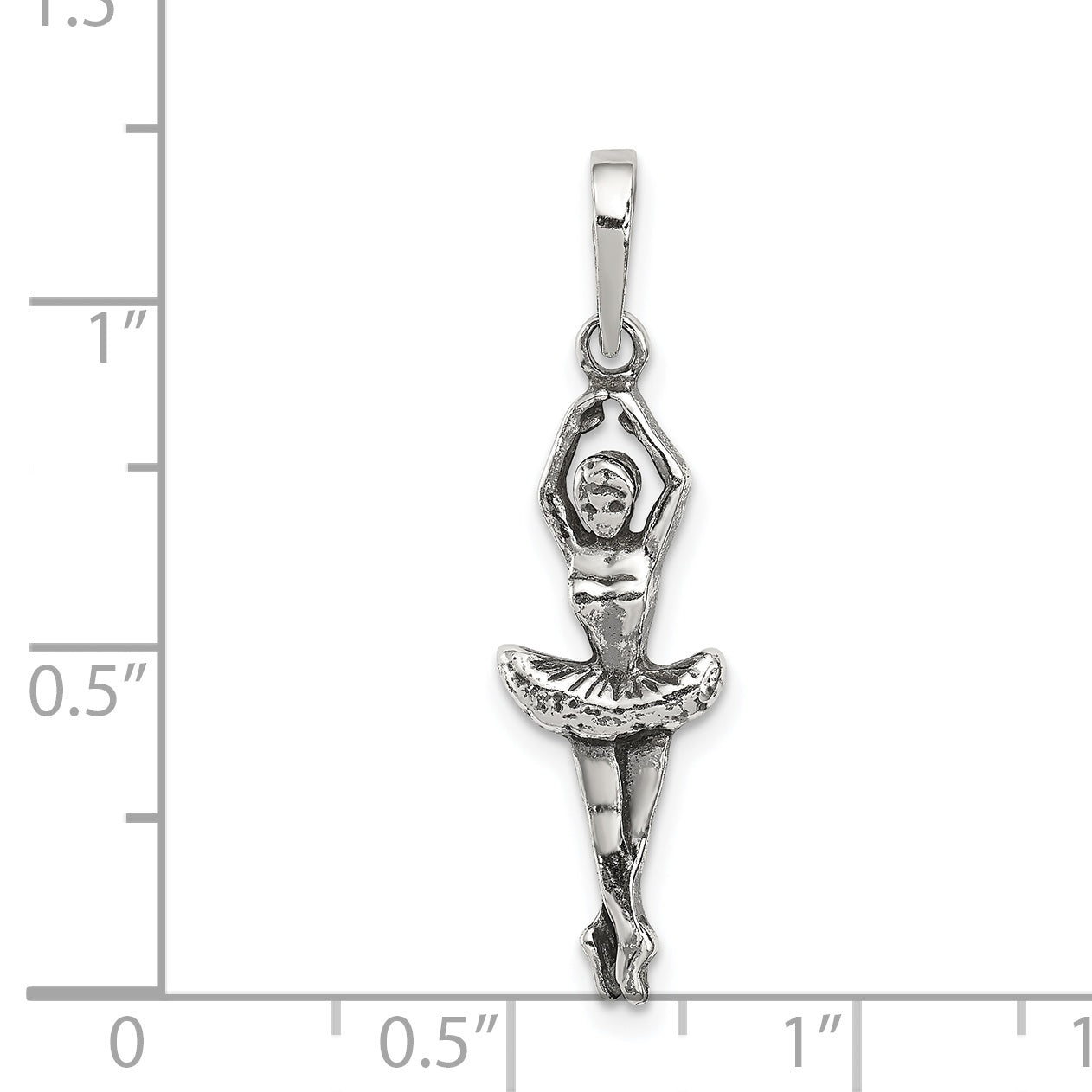 Sterling Silver 925 Ballerina Pendant with Antiqued Finish Elegant Charm