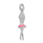 Sterling Silver 3D Ballerina Charm with Enamel Rhodium Finish