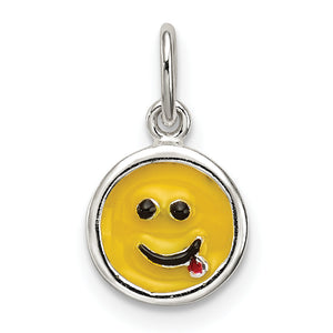 Enameled Emotion Face Charm in Sterling Silver, 15mm - Sophia Jewelers