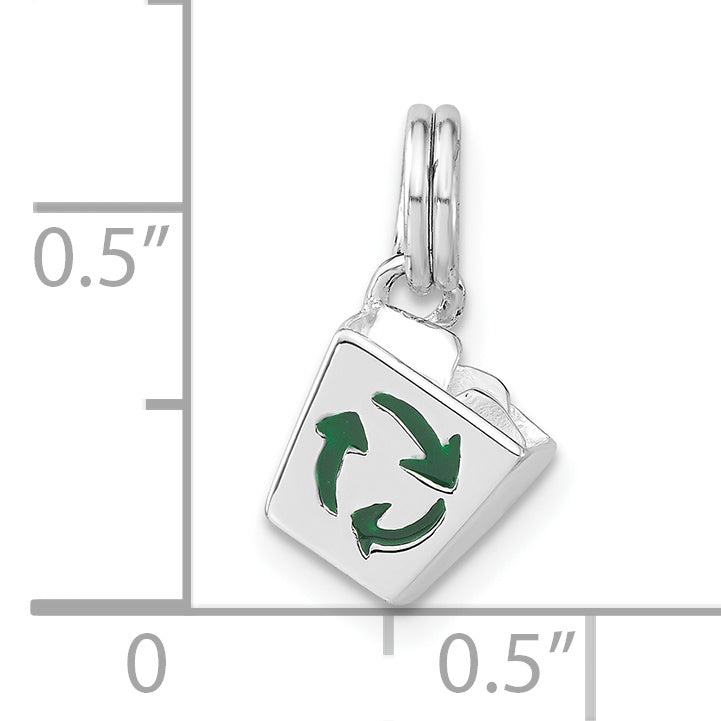 Sophia Jewelers 925 Sterling Silver Enamel Recycle Bin Charm Unisex 3D Design
